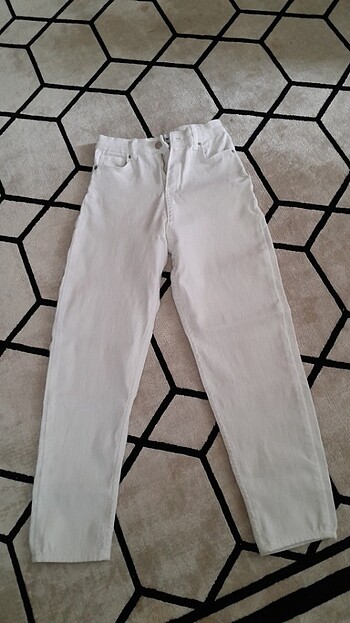 Diğer Dar paça beyaz likrali pantolon 