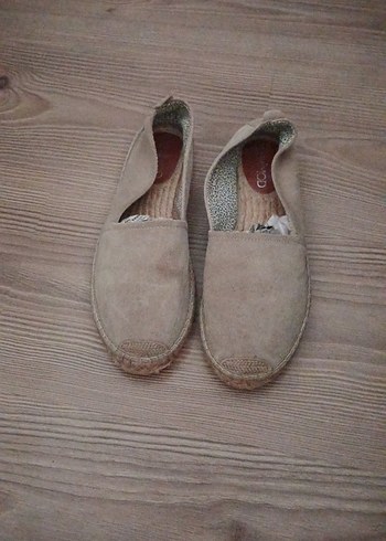 Derimod Derimod Bej Süet Kadın Espadril Düz Taban