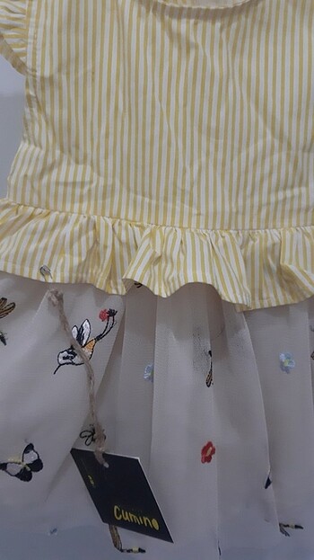 3 Ay Beden sarı Renk Kız bebek elbise