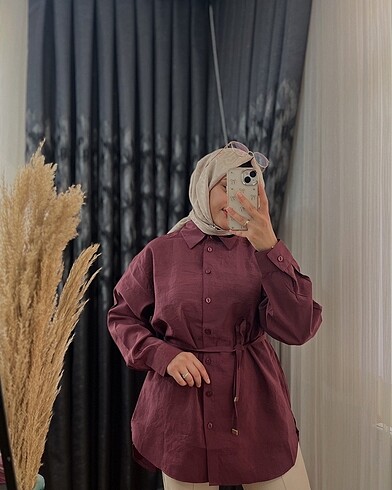 KUŞAKLI GÖMLEK | BORDO
