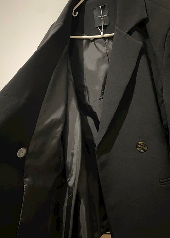 Düğmeli Siyah Belden oturtmalı Kadın Blazer Ceket - Görsel 3