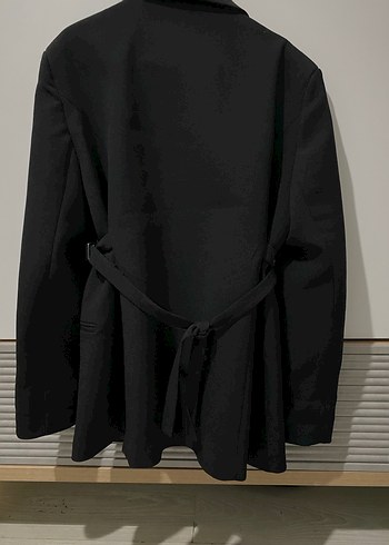 Düğmeli Siyah Belden oturtmalı Kadın Blazer Ceket - Görsel 2