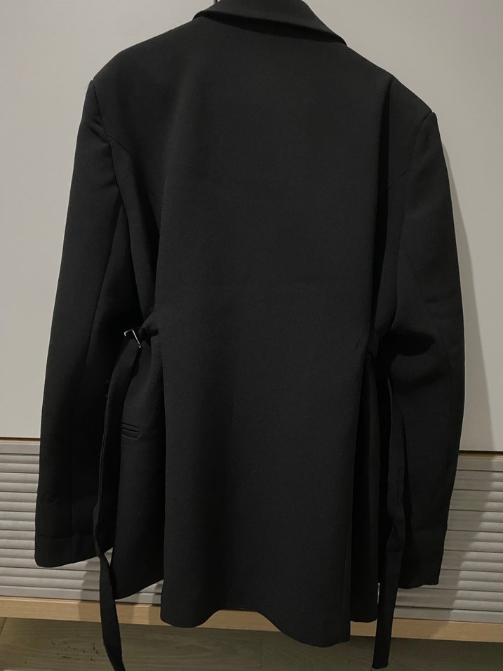 Düğmeli Siyah Belden oturtmalı Kadın Blazer Ceket - Görsel 4