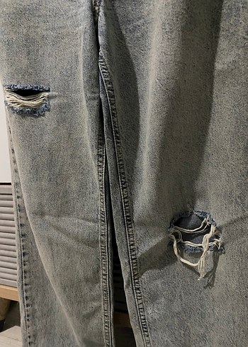 Gri Mavi Bol Kesim Kadın Denim Pantolon - Görsel 4