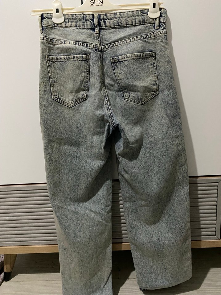 Gri Mavi Bol Kesim Kadın Denim Pantolon - Görsel 3