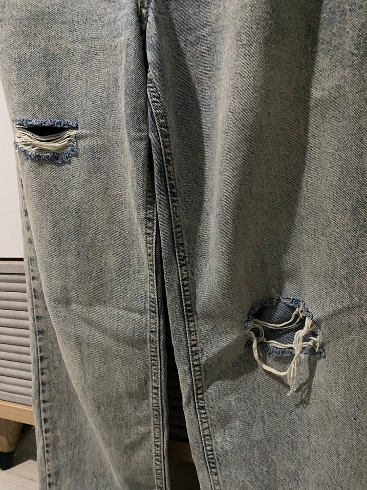 Gri Mavi Bol Kesim Kadın Denim Pantolon - Görsel 4