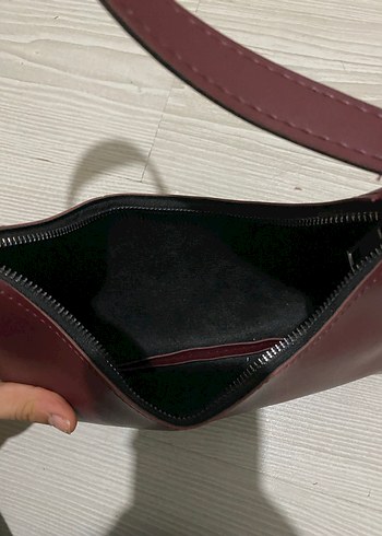 Bordo Deri Kadın Omuz Çantası - Görsel 4