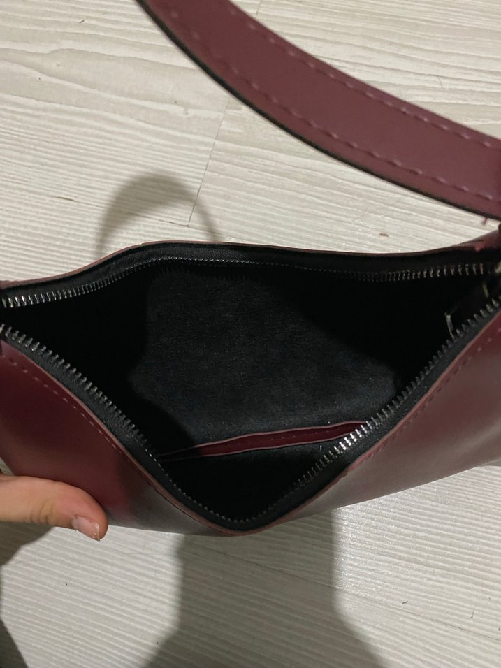 Bordo Deri Kadın Omuz Çantası - Görsel 4