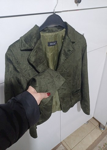 Düğmeli Yeşil Süet Kadın Blazer Ceket - Görsel 2