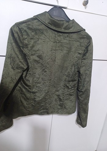 Düğmeli Yeşil Süet Kadın Blazer Ceket - Görsel 4