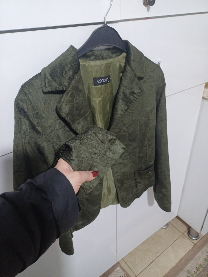 Düğmeli Yeşil Süet Kadın Blazer Ceket - Görsel 2