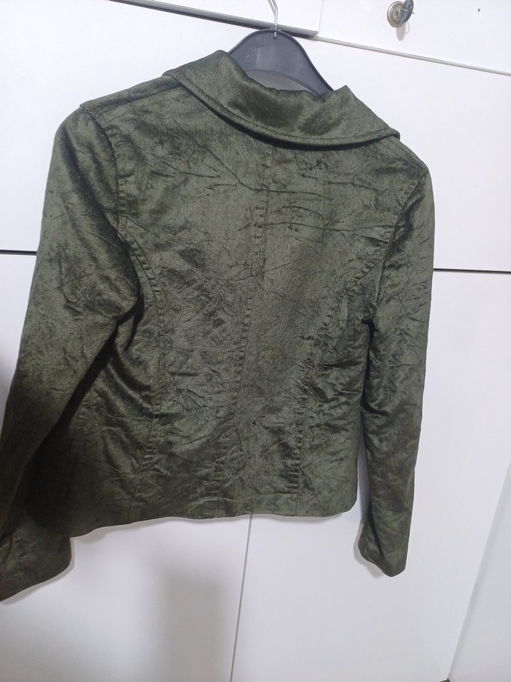 Düğmeli Yeşil Süet Kadın Blazer Ceket - Görsel 4