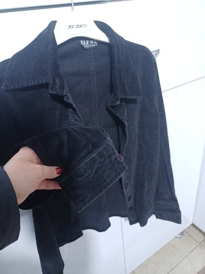 Düğmeli Siyah Kadın Ceket - Görsel 3