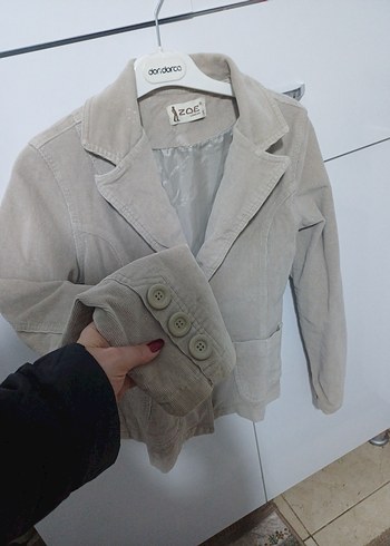 Bej Süet Düğmeli Kadın Blazer Ceket - Görsel 2