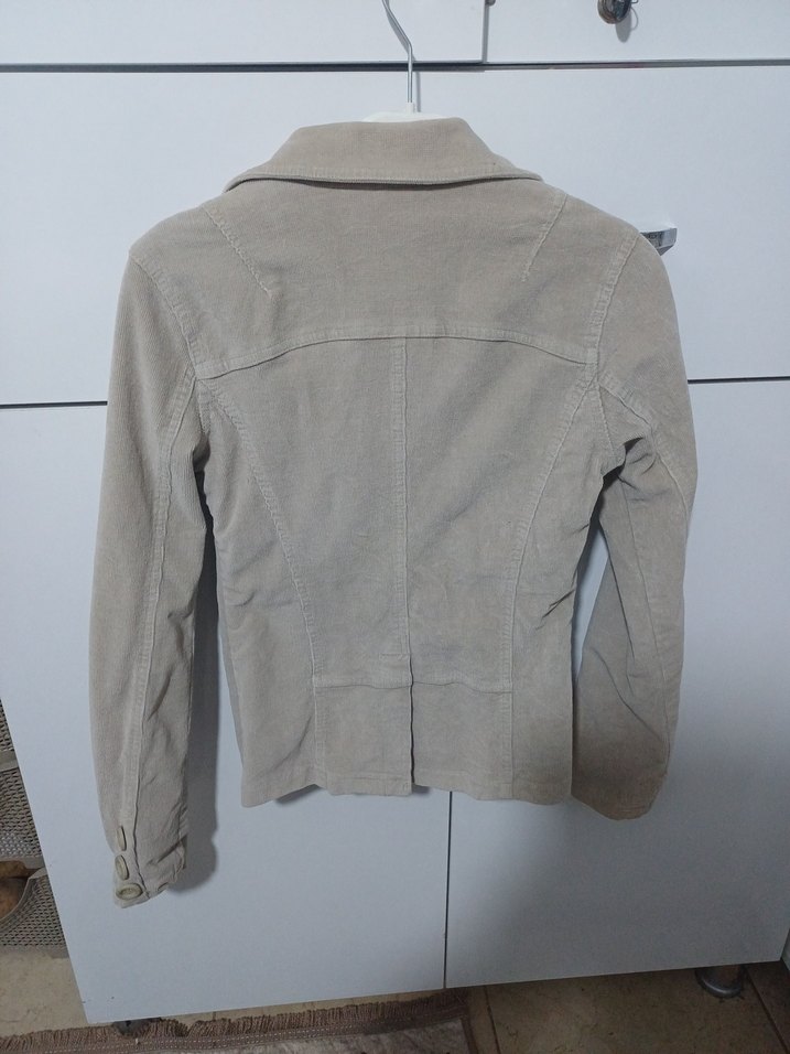 Bej Süet Düğmeli Kadın Blazer Ceket - Görsel 3