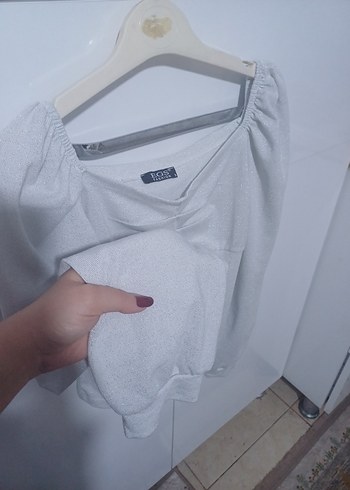 Gri Uzun Kollu Kadın Bluz - Görsel 3