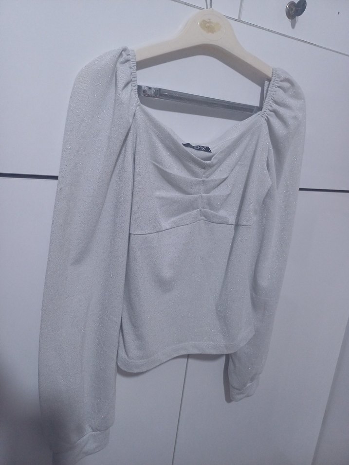 Gri Uzun Kollu Kadın Bluz - Görsel 2