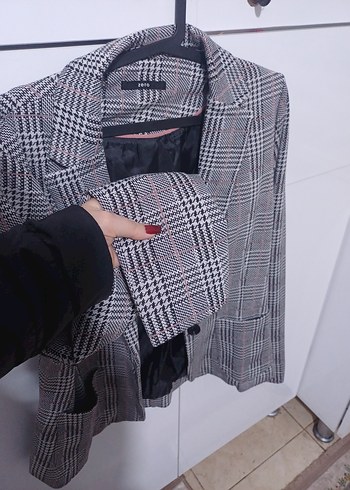 Gri Düğmeli Kadın Blazer Ceket - Görsel 4