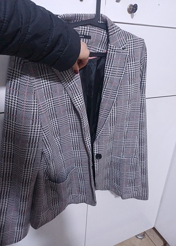 Gri Düğmeli Kadın Blazer Ceket - Görsel 3