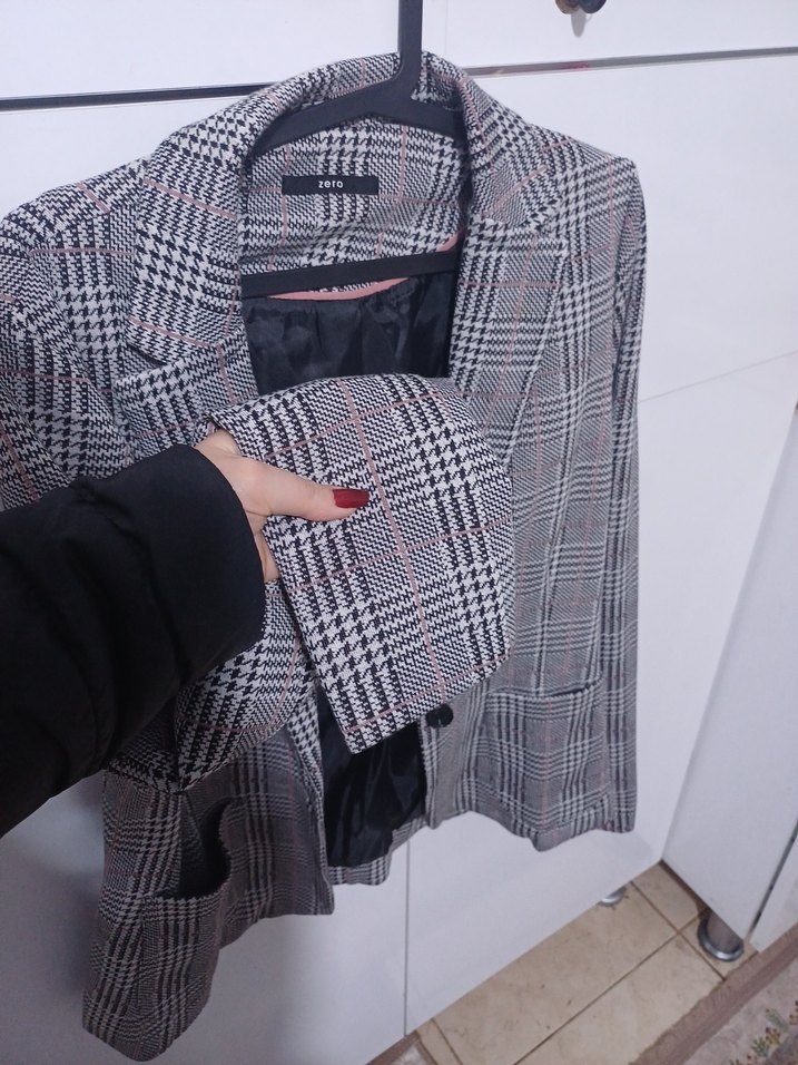 Gri Düğmeli Kadın Blazer Ceket - Görsel 4