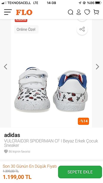 Orjinal Adidas Spiderman 26 numara ayakkabı