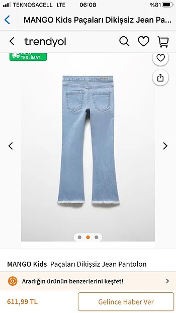 9 Yaş Beden Mango kı çocuk 10 yaş etiketli pantolon