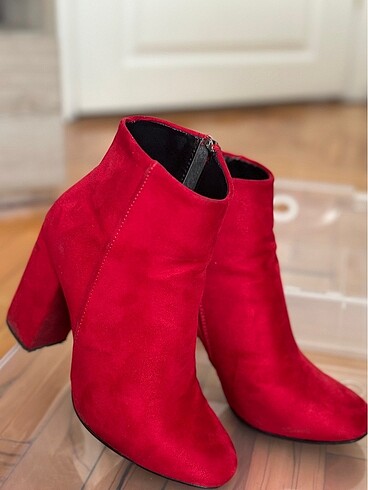 Pelinin Ayakkabıları Pelinin Ayakkabıları Kadın Süet Kırmızı Topuklu Bot
