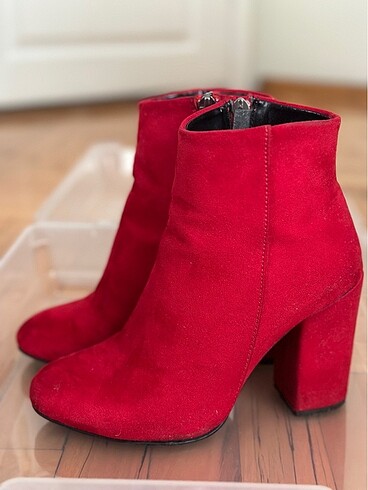 35 Beden kırmızı Renk Pelinin Ayakkabıları Kadın Süet Kırmızı Topuklu Bot