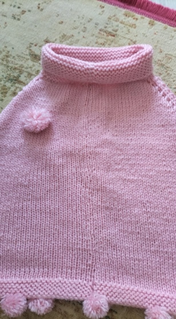 Diger Kız Çocuk Pembe Triko Panço - Görsel 2
