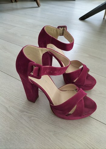 Pembe Süet Platform Topuklu Kadın Ayakkabı - Görsel 6