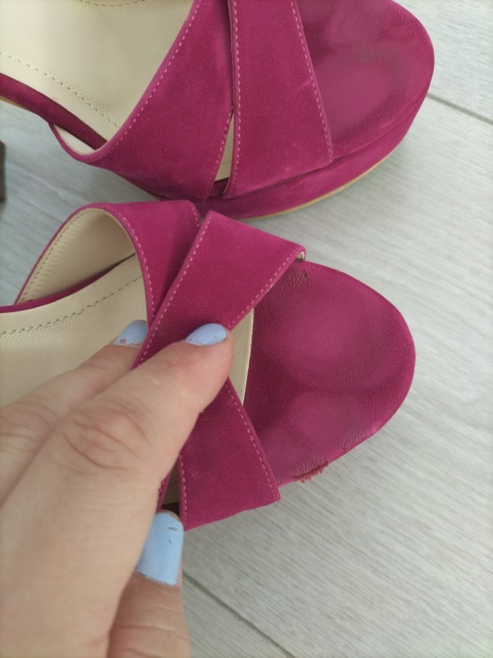 Pembe Süet Platform Topuklu Kadın Ayakkabı - Görsel 2