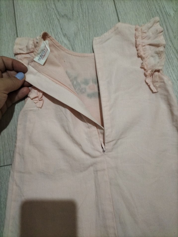 Pembe Nakışlı Kolsuz Kız Elbisesi - Görsel 5