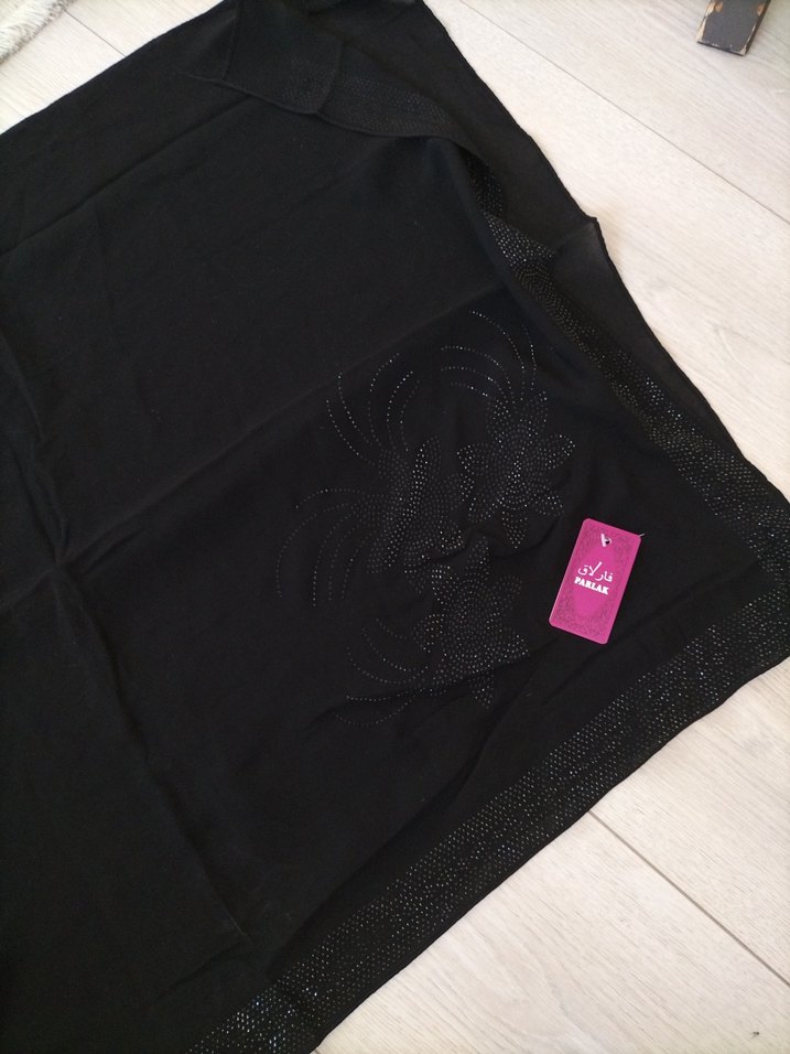 Siyah Payetli Gotik Kadın mevlüt örtüsü - Görsel 4