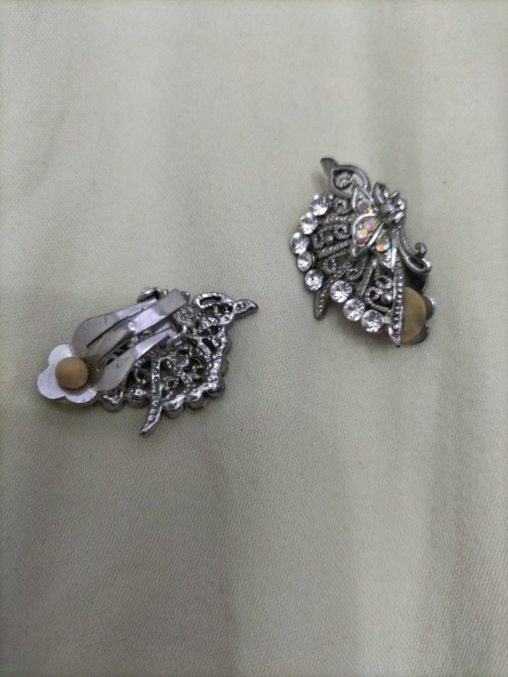 Mini Payetli Vintage Gri Küpe - Görsel 3