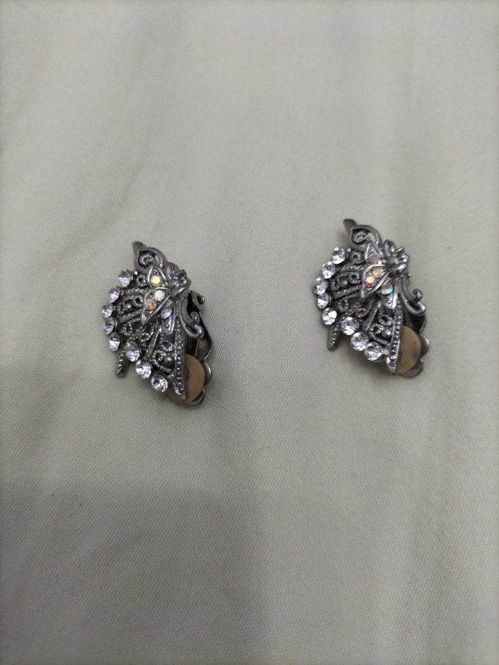 Mini Payetli Vintage Gri Küpe - Görsel 5