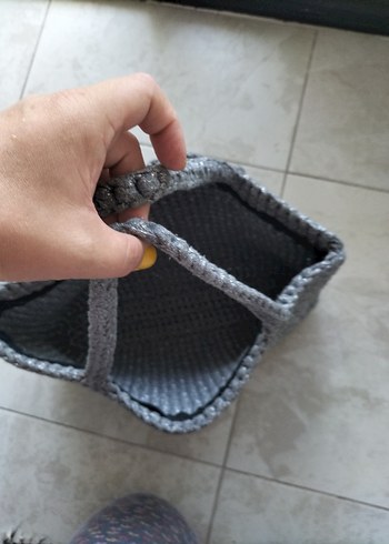 Gri Örgü Kadın Çanta Püsküllü - Görsel 7