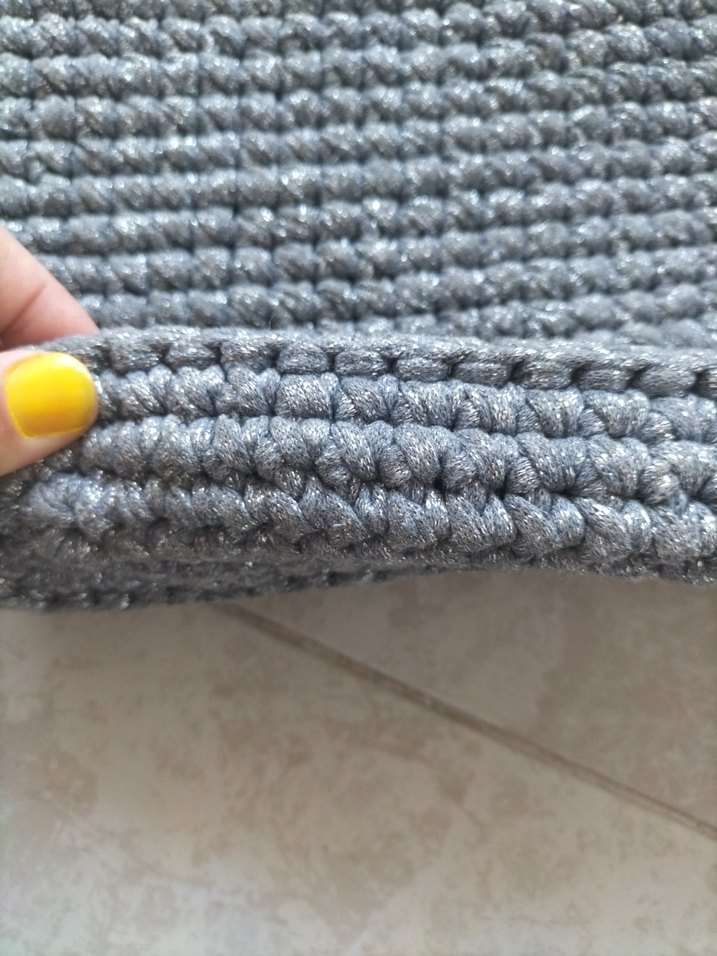 Gri Örgü Kadın Çanta Püsküllü - Görsel 4