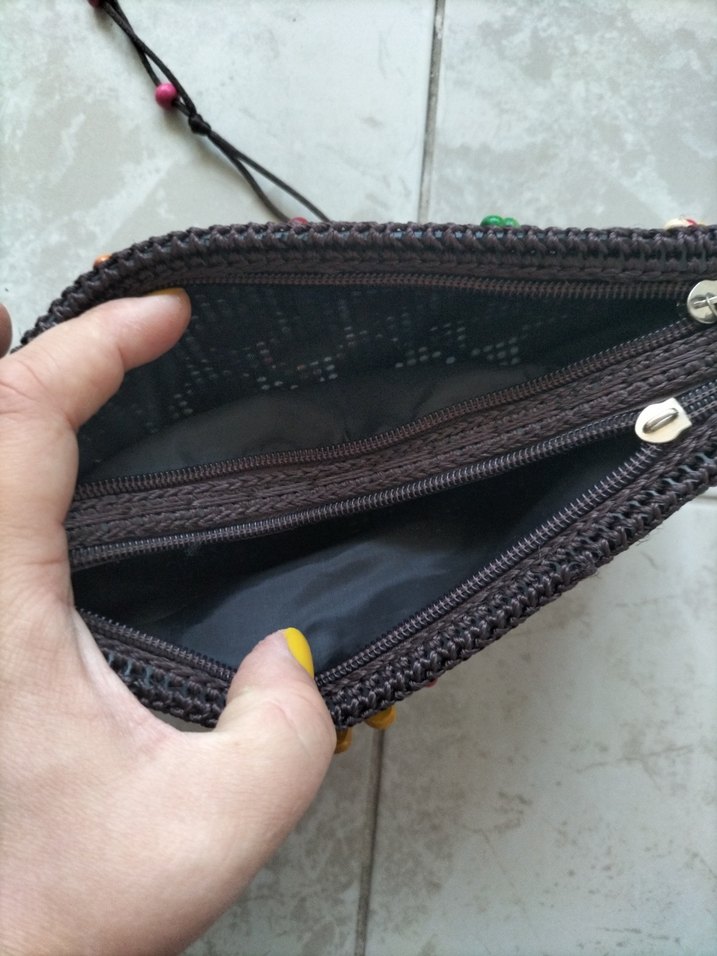 Renkli Boncuklu Kadın Örgü Çanta - Görsel 4