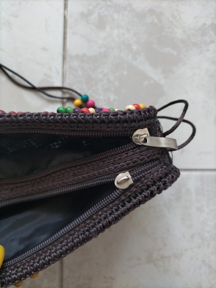 Renkli Boncuklu Kadın Örgü Çanta - Görsel 3