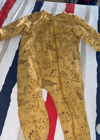 Sarı Dinozor Desenli Fermuarlı Erkek Çocuk Pijaması
