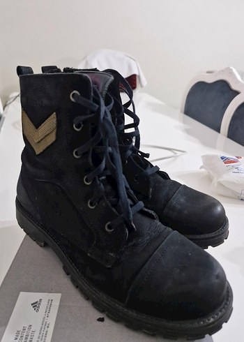 39 Beden Siyah Süet Kamuflaj Desenli Rock Punk Kadın Bot