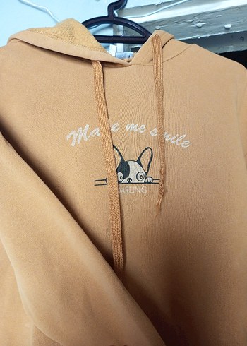 s Beden sarı Renk Bej Kapüşonlu Kadın Sweatshirt