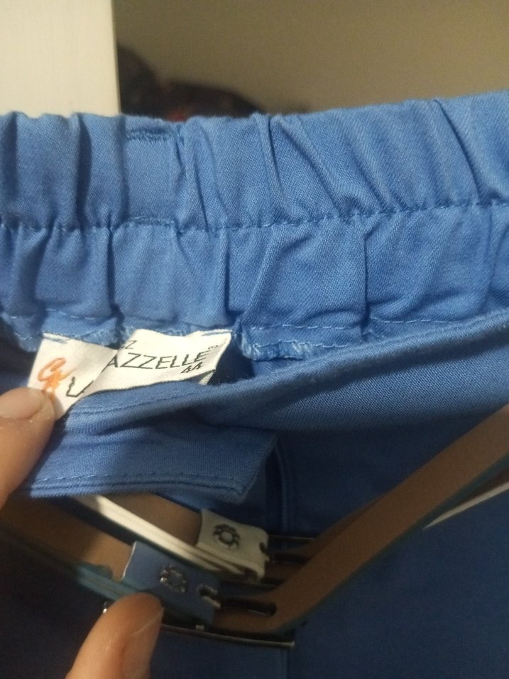 Mavi Kemerli Kadın Kumaş Pantolon - Görsel 4