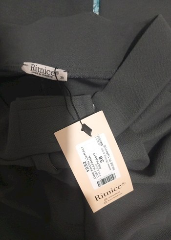 Gri Cırtlı palazzo Pantolon - Görsel 5