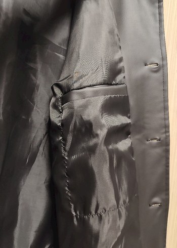 Düğmeli Siyah Deri Kadın Ceket - Görsel 6