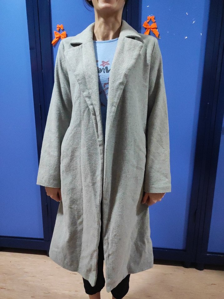 Gri Düğmeli Midi Kadın Kaban - Görsel 3