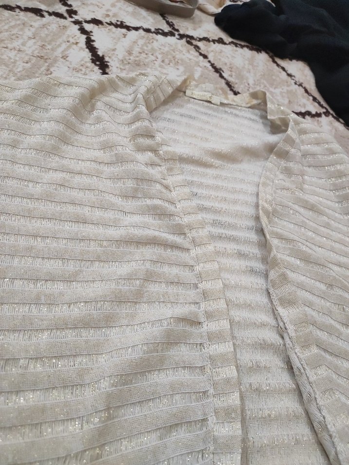 Bohem Gri Bej Triko Kadın Hırka - Görsel 4