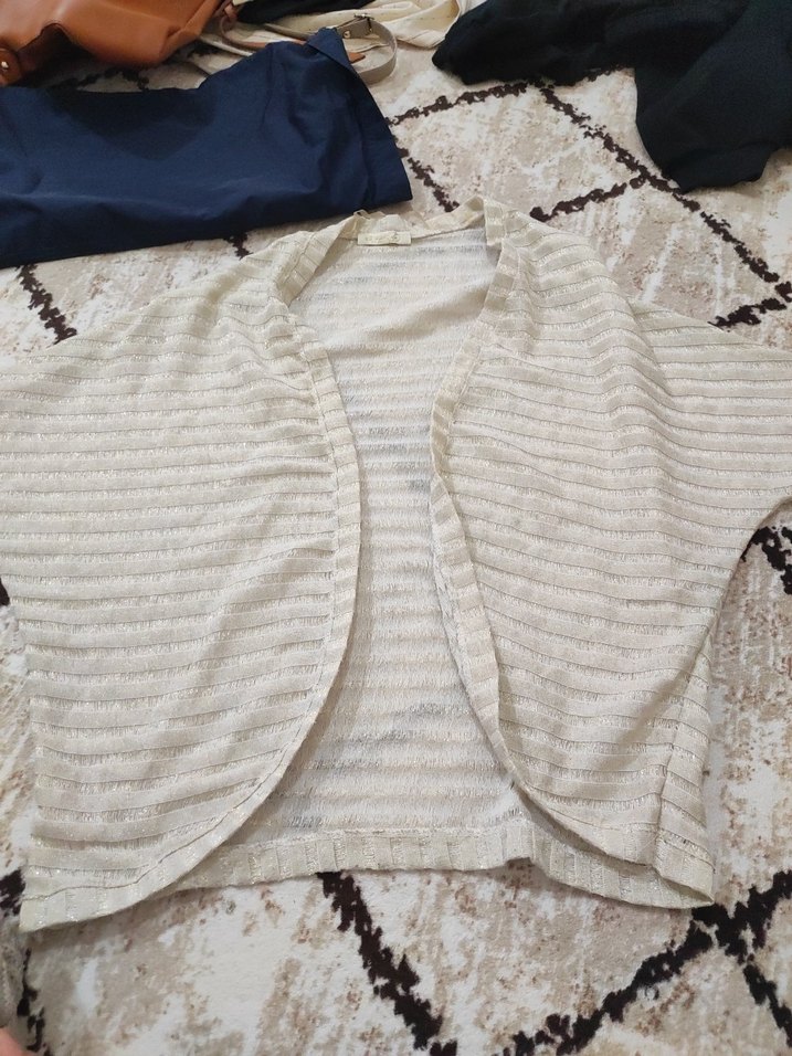 Bohem Gri Bej Triko Kadın Hırka - Görsel 3