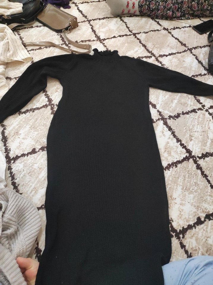 Siyah Boğazlı Fit Triko Kazak - Görsel 2