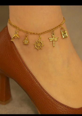 Altın Zincirli Kadın Charm Bileklik - Görsel 2